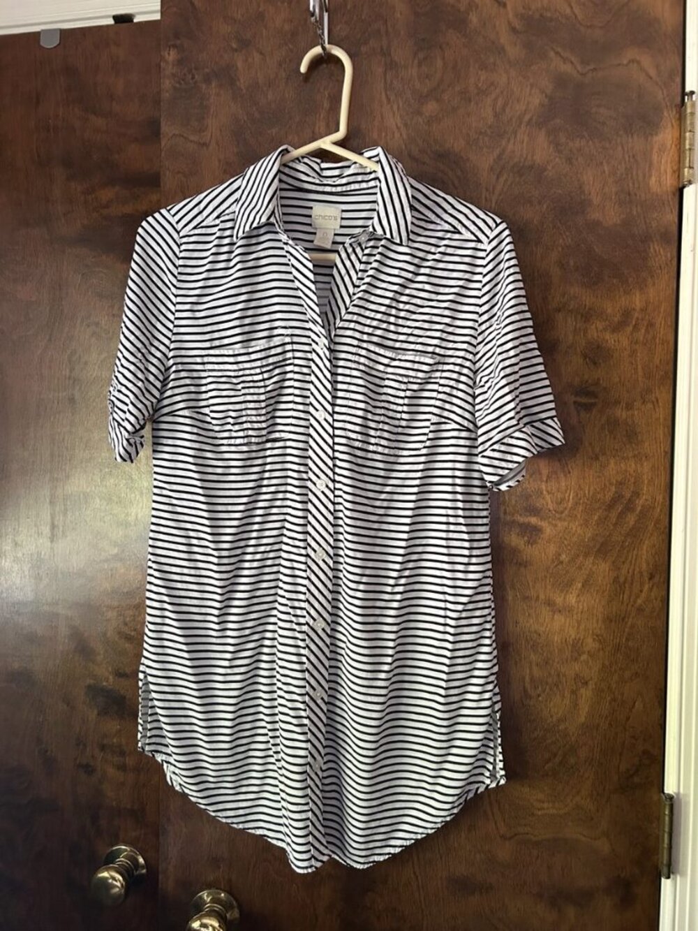 Chico's Black & White Striped Shirtdress/Tunic, Size 3 (XL)